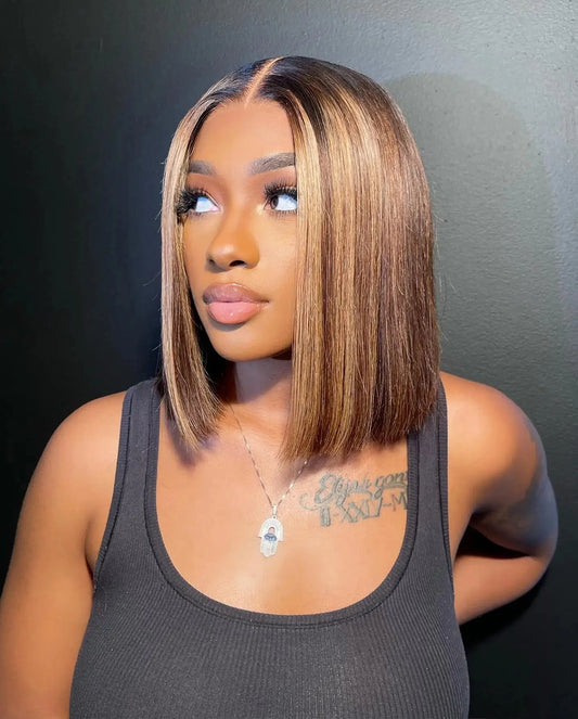 Transparent lace front human hair wig