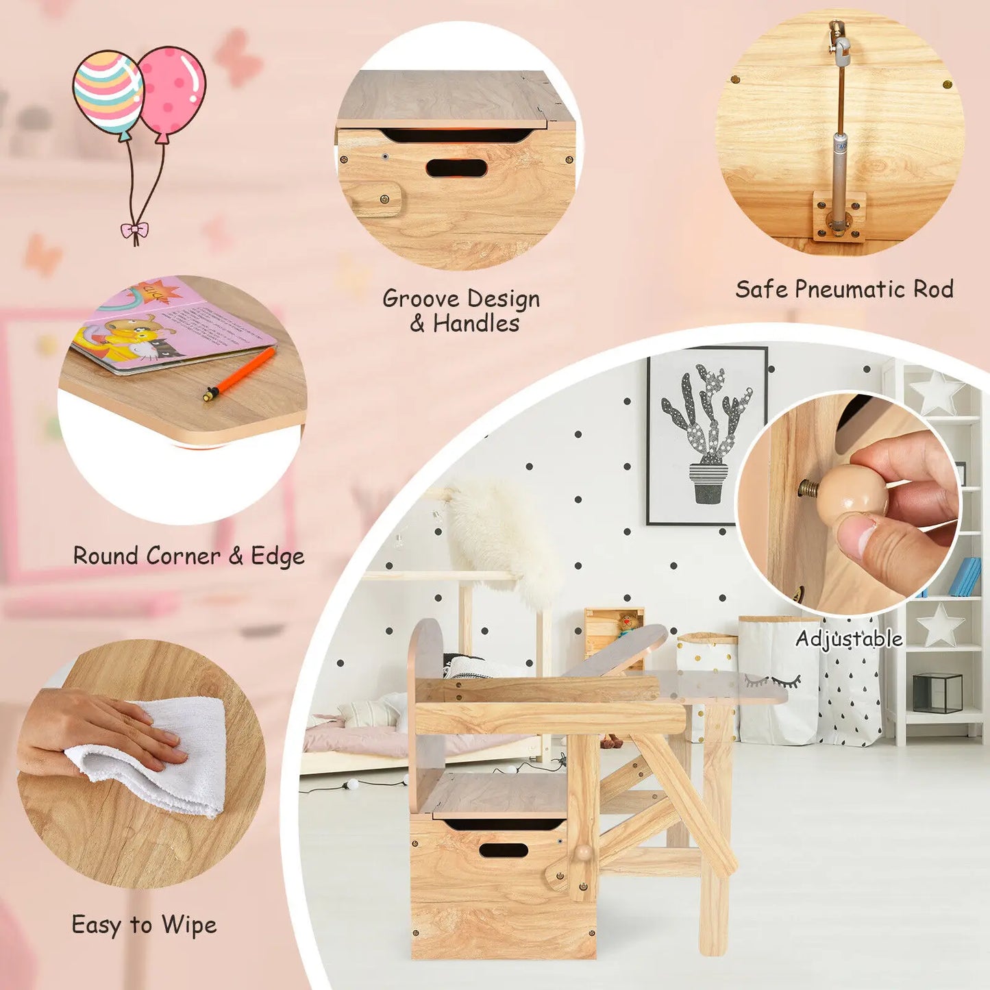 Activity 3-in-1 desk and chair set with toy storage
