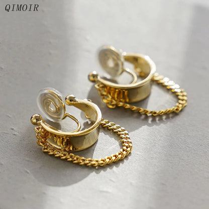 Copper Link Chain Clip Earrings