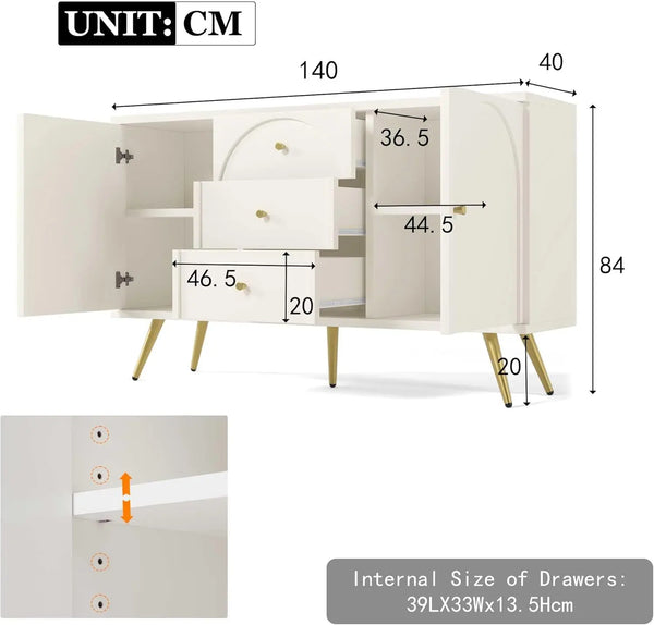 2 Doors and 3 Drawers Sideboard Cabinet for Living Room