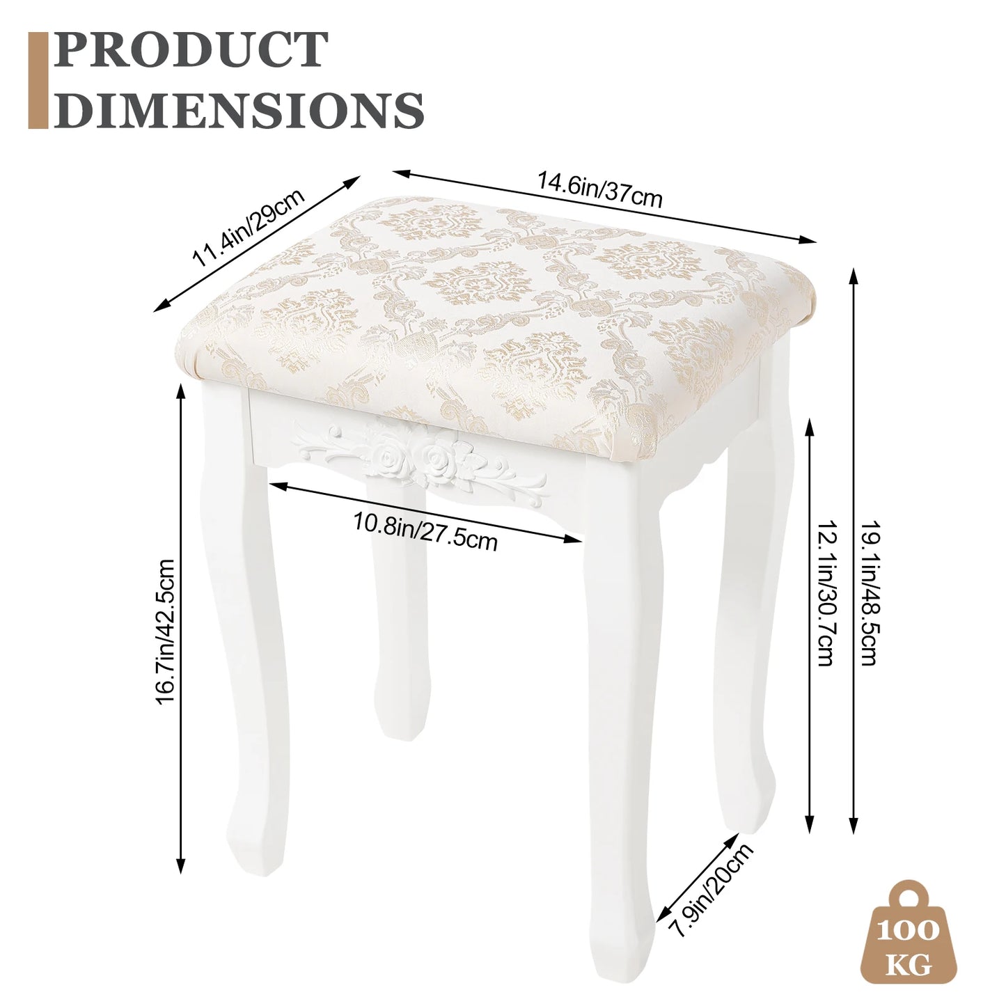 Lovely bedroom padded dressing table stool