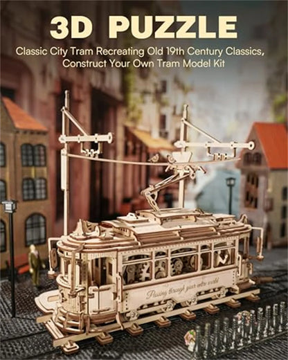 3d wooden puzzle gear drive tram