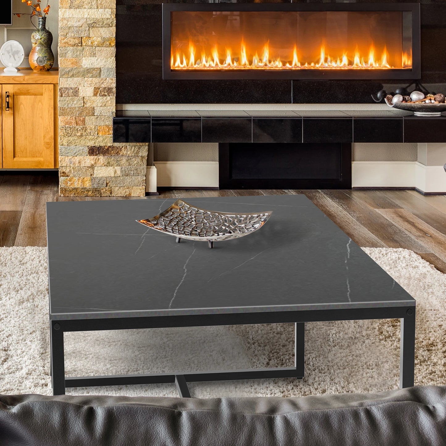 Marble and metal frame coffee table