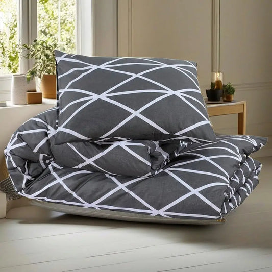 Luxury grey cotton duvet cover set