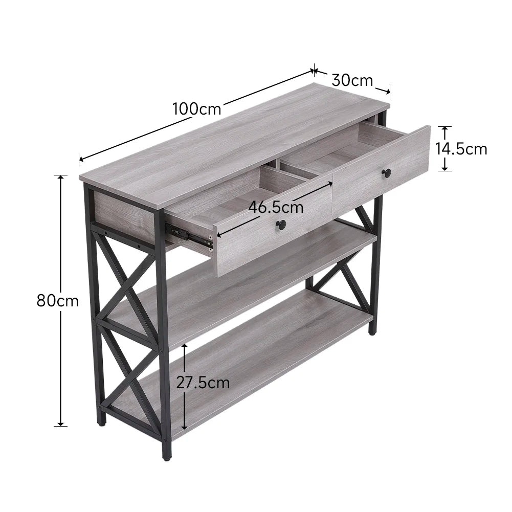 Wooden console table with drawers