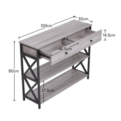 Wooden console table with drawers