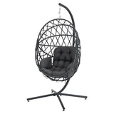 Woven Outdoor Egg Chair with Stand and Cushion
