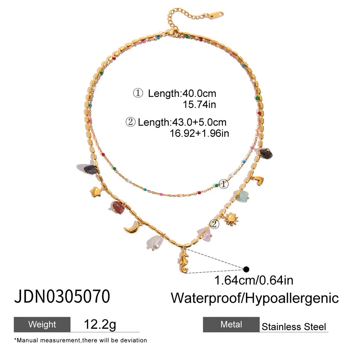 Stainless Steel Natural Stone Pendant Necklace