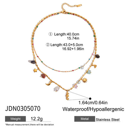 Stainless Steel Natural Stone Pendant Necklace