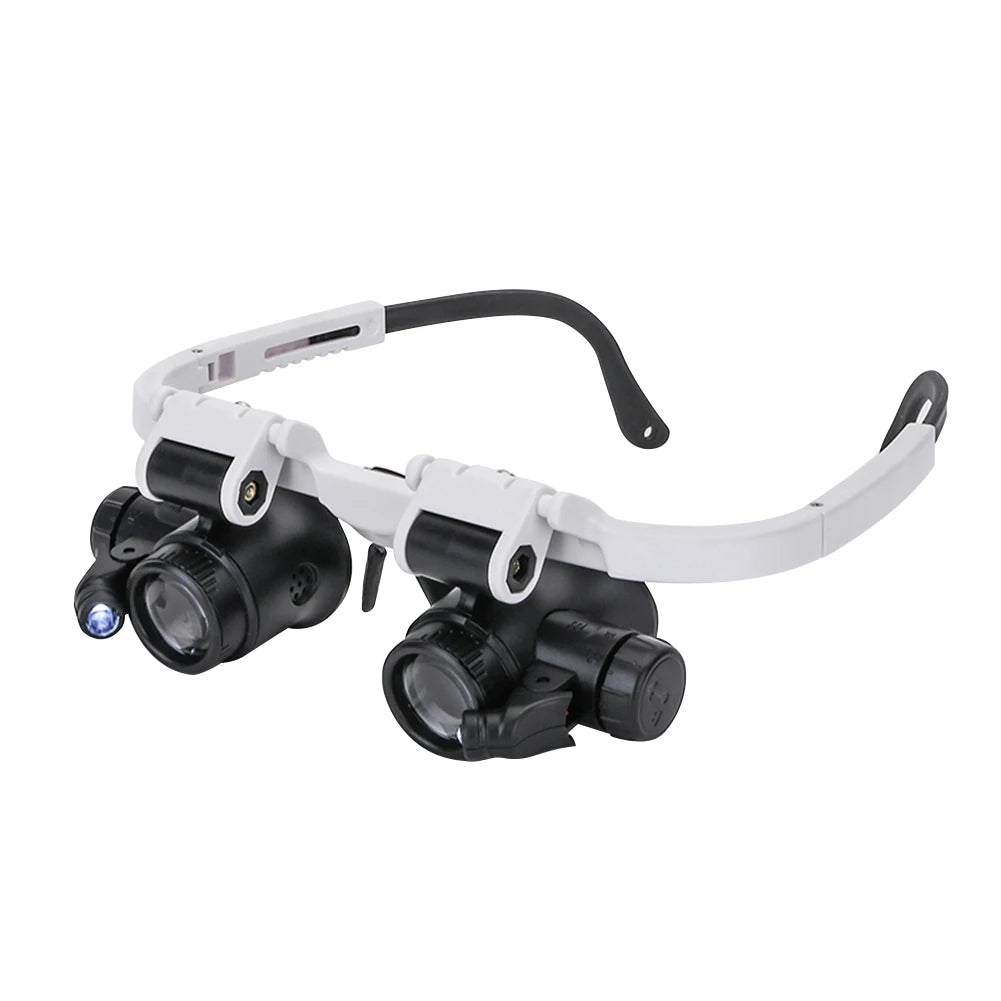 2led head-mounted illuminating telescopic magnifier glasses