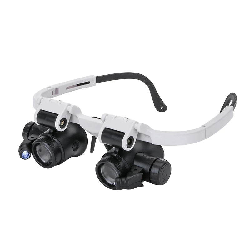 2led head-mounted illuminating telescopic magnifier glasses