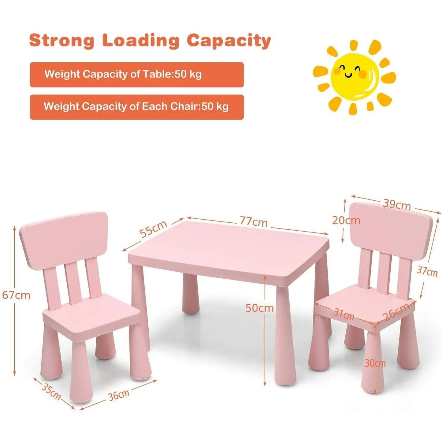 3 pcs kids table and chair set