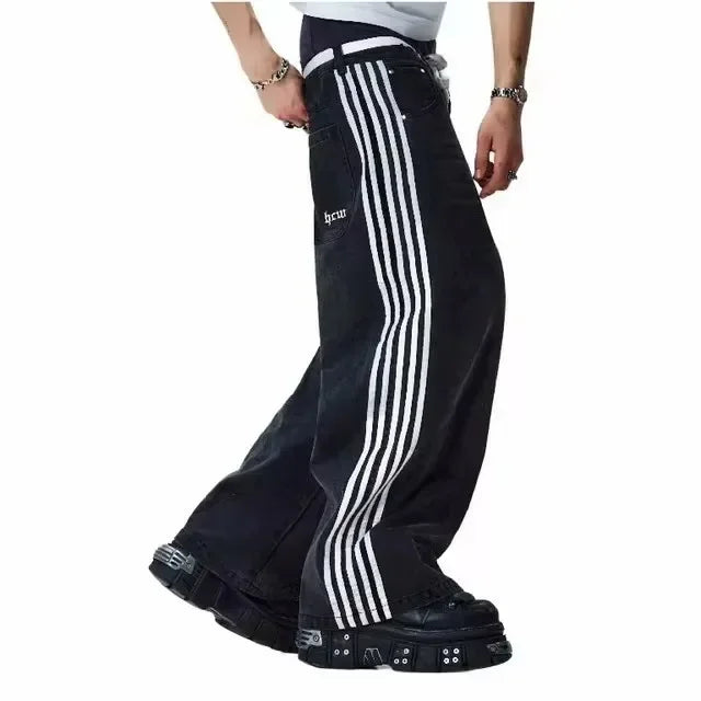 Gothic Retro Cross Rhinestone Wide Leg Trouser