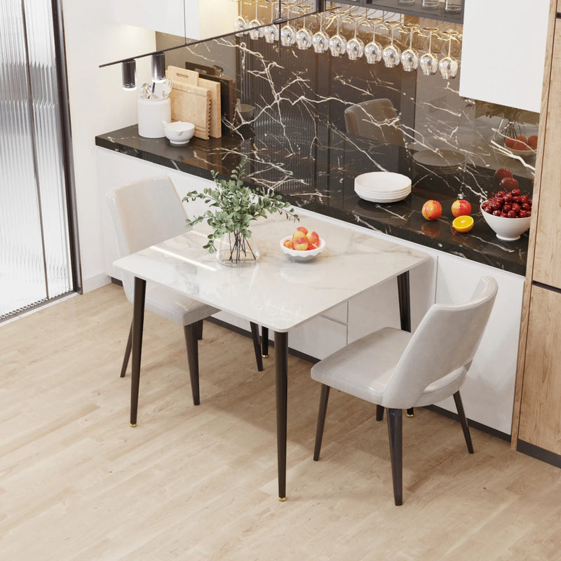 Dining Table with Sintered Stone Top and Metal Legs