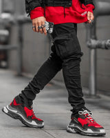 Multi Pockets Denim Mid Waist Cargo Jeans