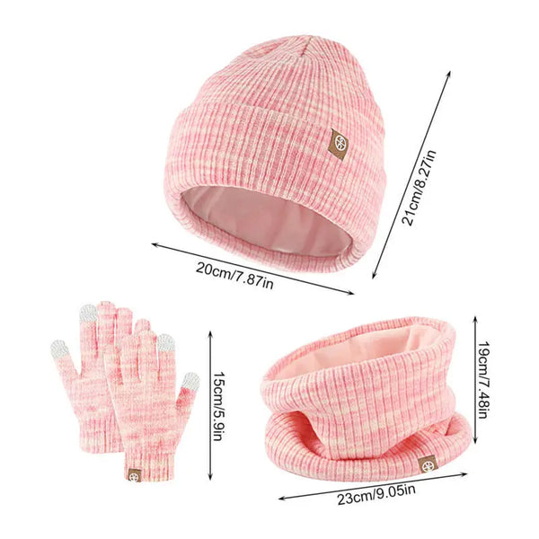 Thermal Warm Soft Winter Hat Scarf Gloves Set