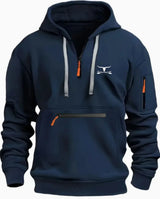 Zipper Design Solid Color Hoodie Top
