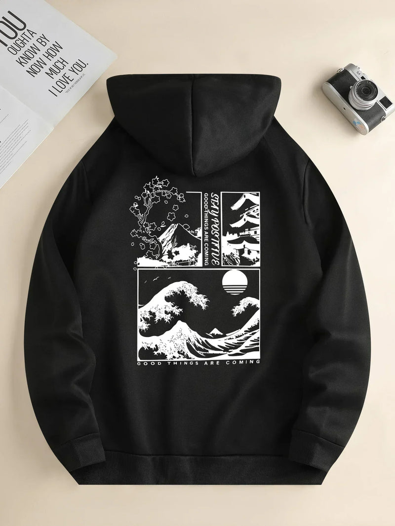 Men's Landscape Print Long Sleeve Hoody
