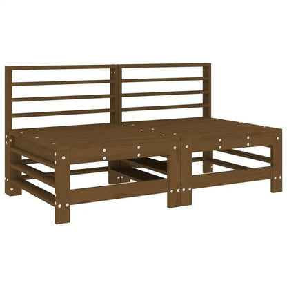 Set of 2 pine wood middle sofas for garden