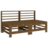 Set of 2 Pine Wood Middle Sofas for Garden