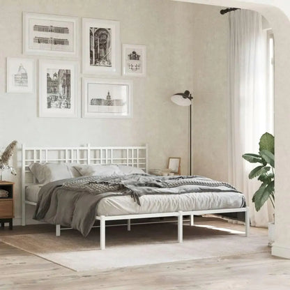 White metal bed frame with headboard