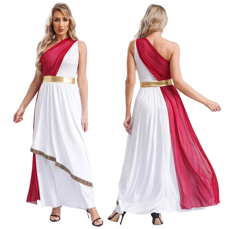 One Shoulder Chiffon Overlay Vintage Dress
