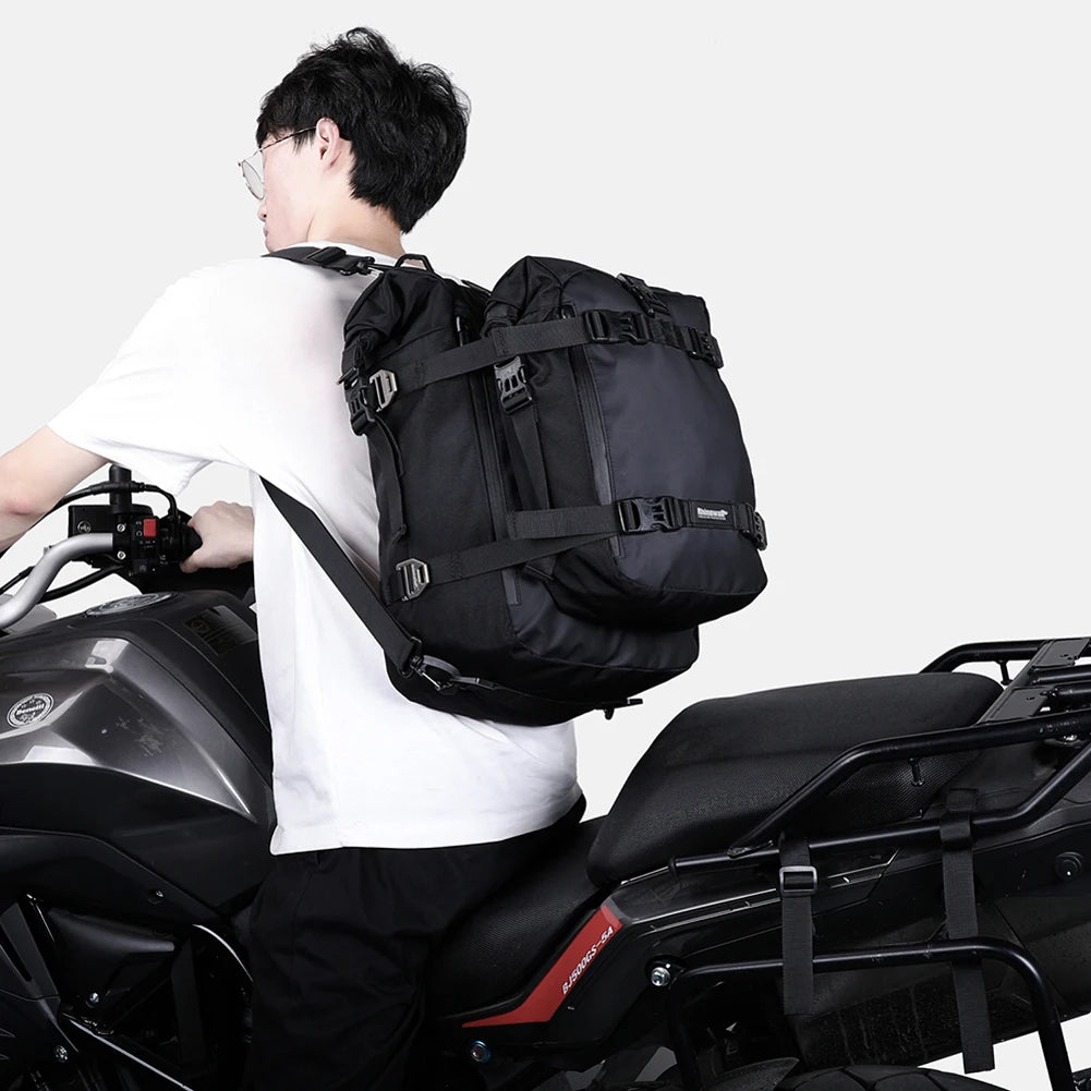 Multi-function motorbike saddle rack luggage bag
