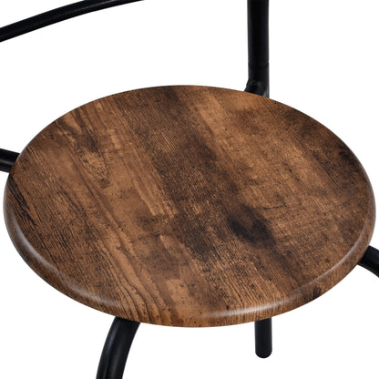 Wooden steel frame 3-piece dining table & chair set