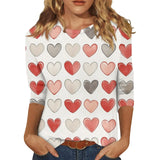 Heart Print Long Sleeve Top For Women