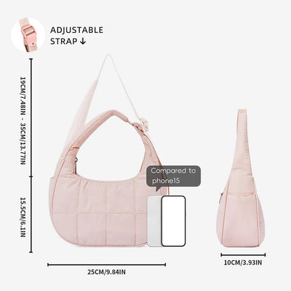Small puffer crescent shoulder bag for women