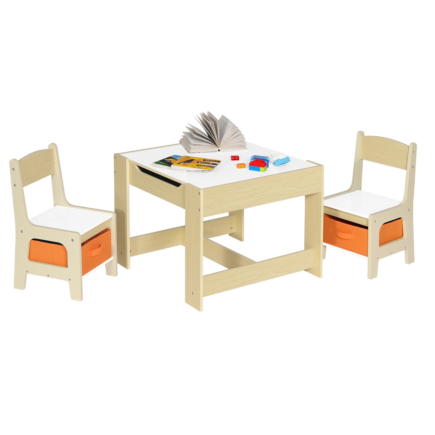 Kids wooden table with 2 chairs