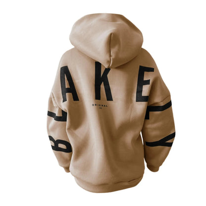 Women's letter printed long sleeved hooded pullover