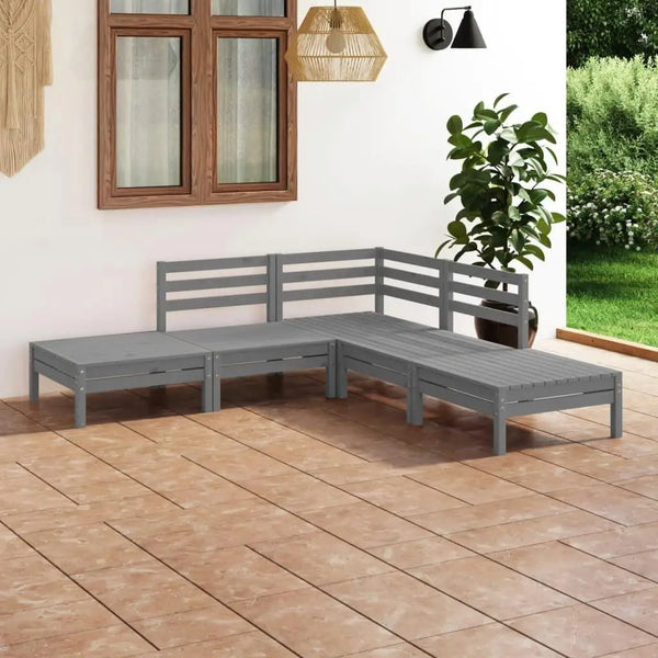 5-Piece Solid Pinewood Garden Lounge Set