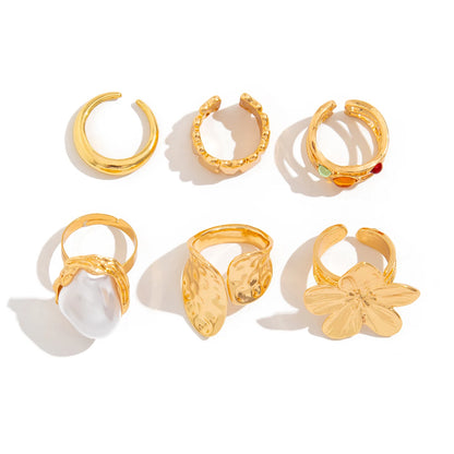 Exaggerated Metal Flower Open Rings