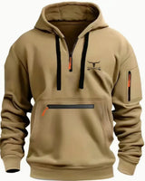 Zipper Design Solid Color Hoodie Top