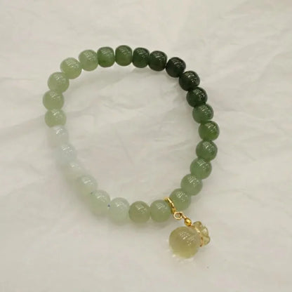Gradient Jade Barrel Bead Bracelet