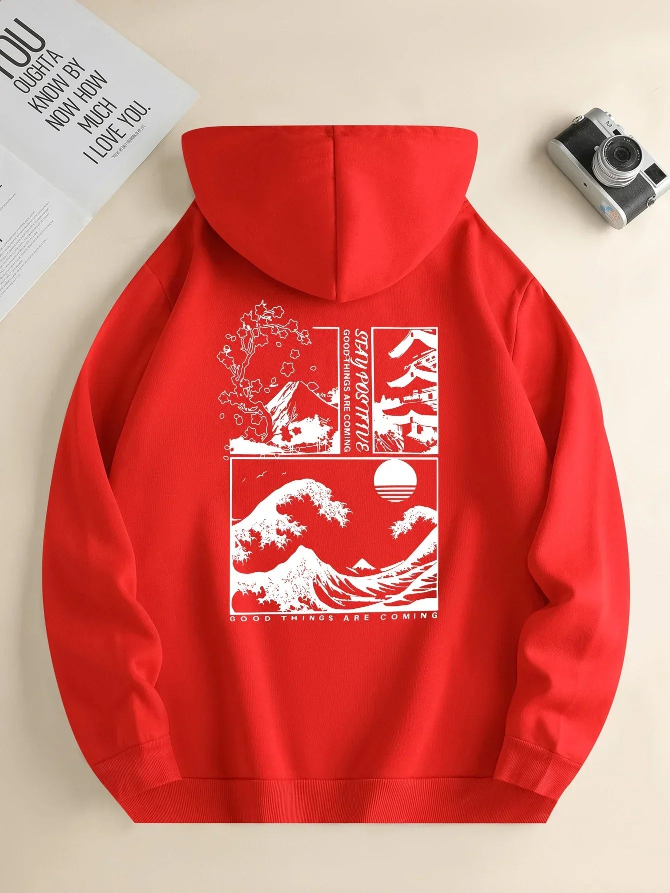 Men's landscape print long sleeve hoody