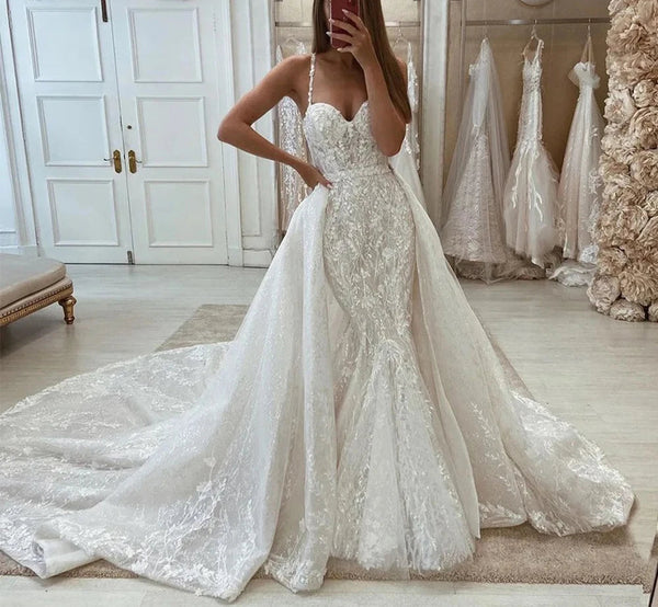 Women's Sleeveless Mermaid Lace Wedding Dress