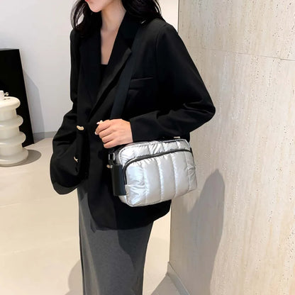 Quilted cotton adjustable strap handbag