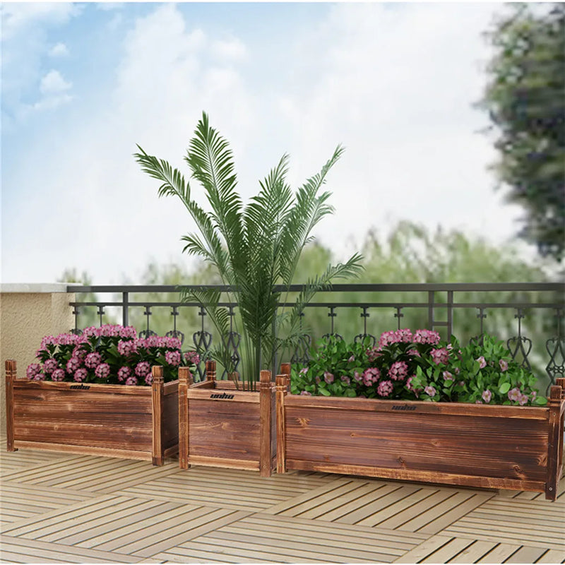 Wooden Raised Flower Bed