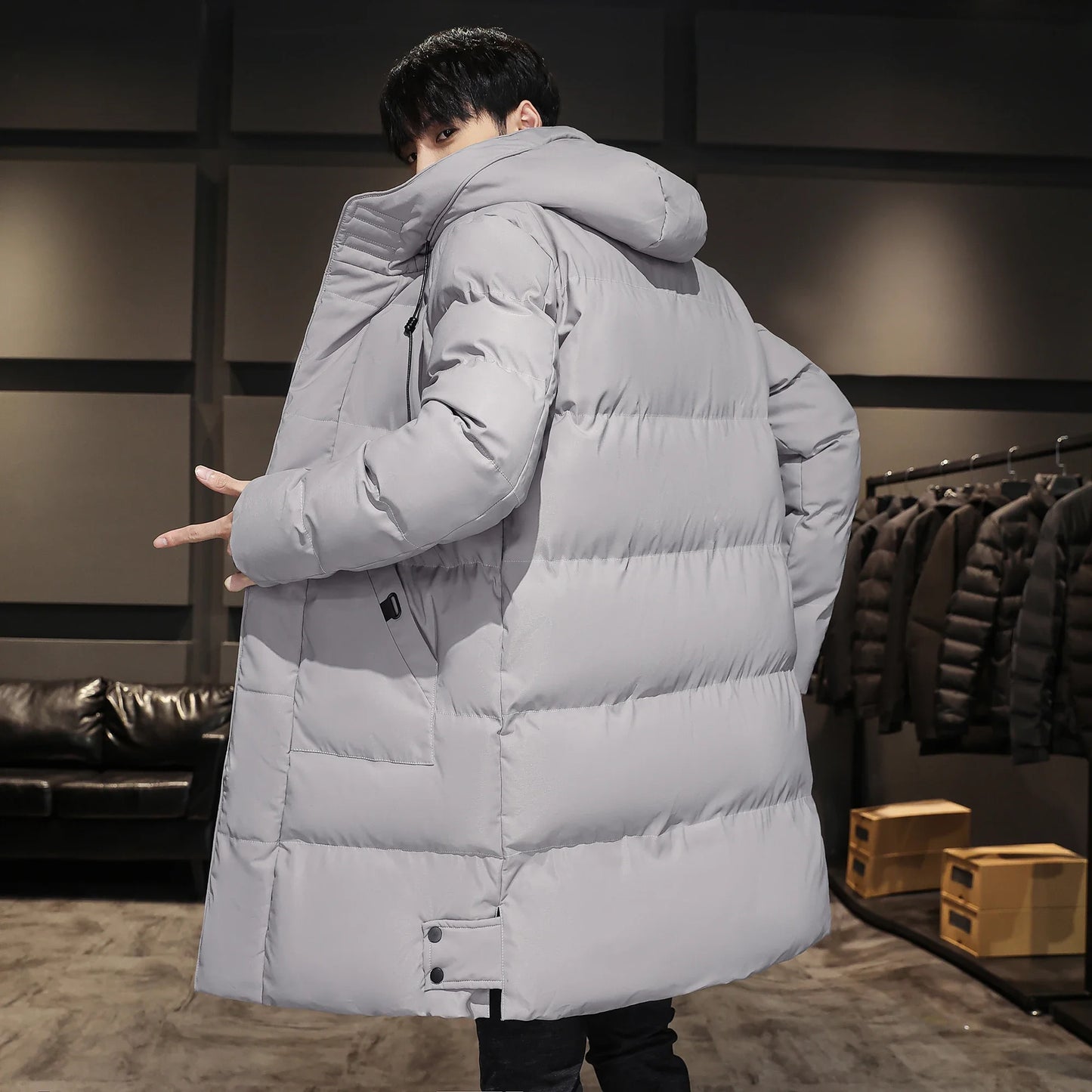 Fashion thick warm long hooded coat