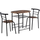 Wooden Steel Frame 3-Piece Dining Table & Chair Set