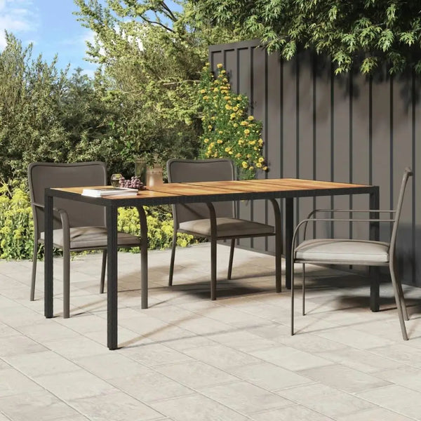 Durable Poly Rattan & Acacia Wood Garden Table