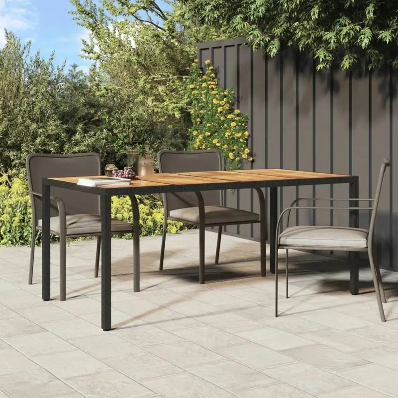 Durable Poly Rattan & Acacia Wood Garden Table