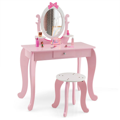2-in-1 kids vanity table set