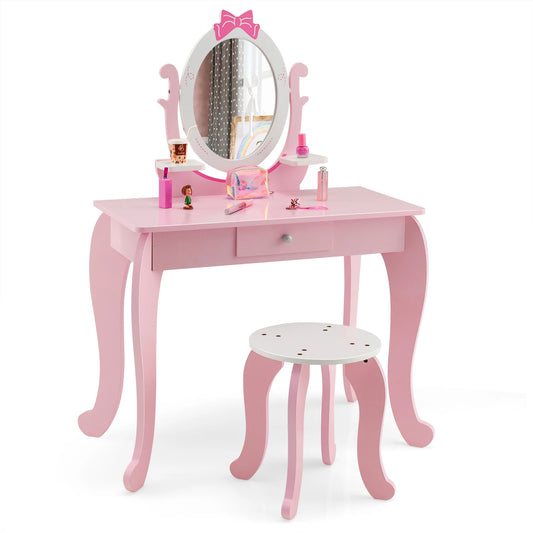 2-in-1 kids vanity table set