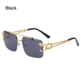 Retro Cheetah Decoration Rimless Sunglasses