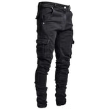 Multi Pockets Elastic Denim Jeans