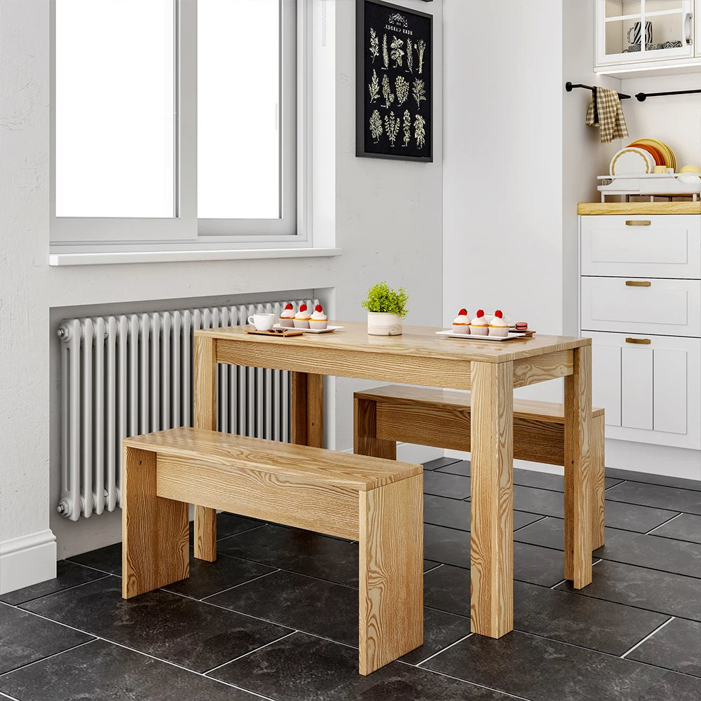Modern dining table and benches set