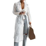 Mesh Transparent Long Sleeve Buttoned Overcoat